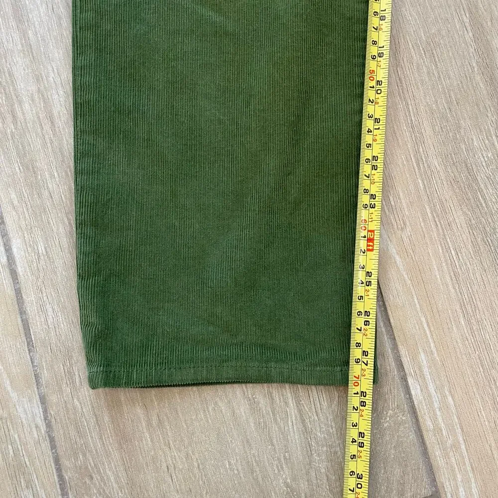 J.Crew Mens 31 Green Corduroy Pants Reimagined Slim Straight Cropped